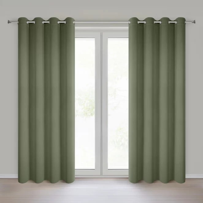 Zasłona oliwkowa zaciemniająca gładka 140x250 cm przelotka - NERISA Eurofirany