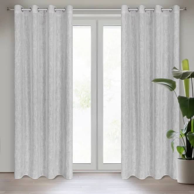 Zasłona popielato, srebrna z widocznym splotem 140x250 cm przelotka AGNES Eurofirany