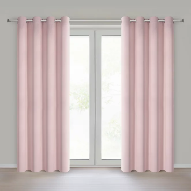 Zasłona pudrowo różowa zaciemniająca gładka 140x250 cm przelotka - NERISA Eurofirany