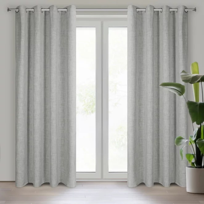 Zasłona szara z lnianym splotem w stylu eko 140x250 cm przelotka ROMA Eurofirany