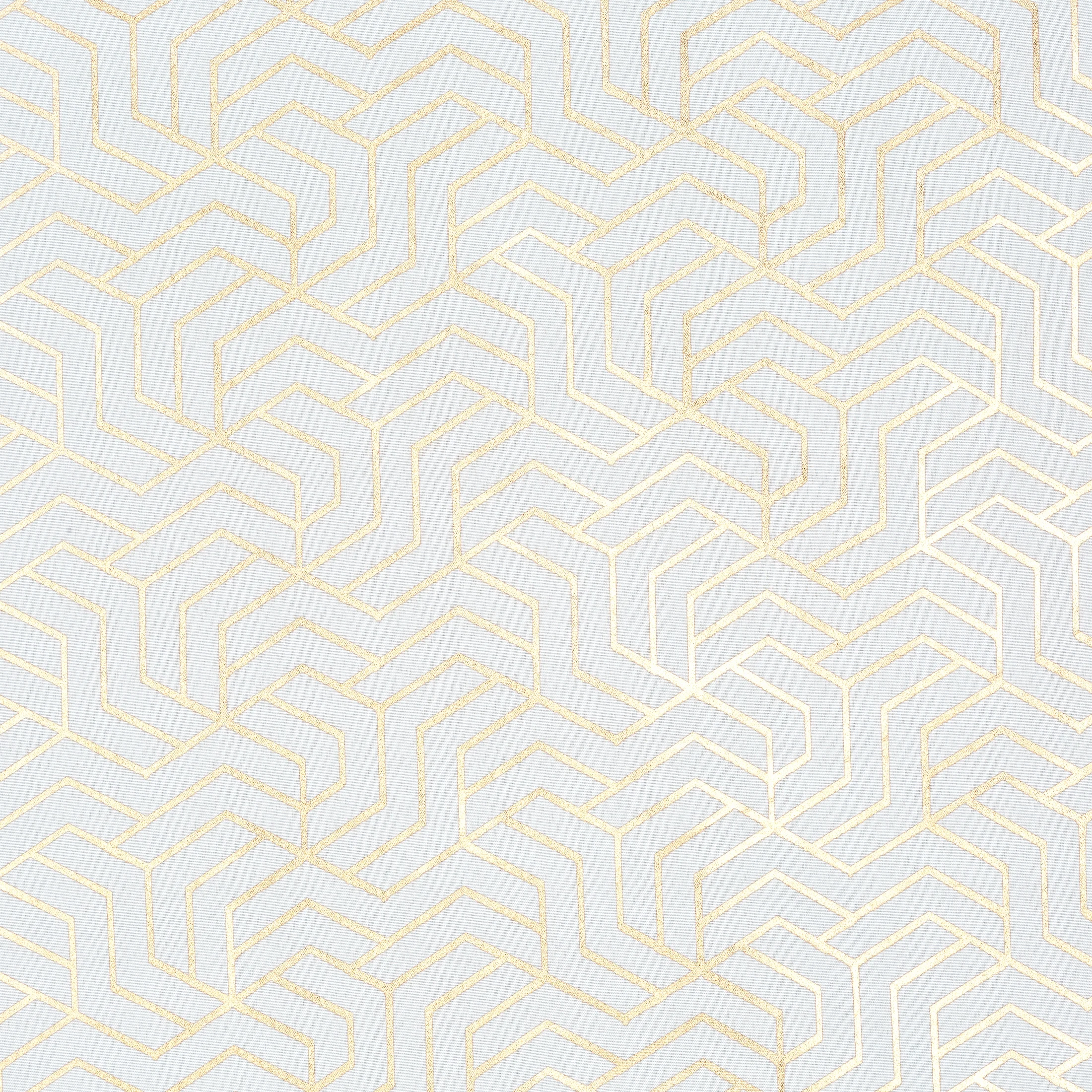 Zasłona biało, szampańska zdobiona nadrukiem geometrycznym 140x250 cm przelotka SEMI Eurofirany