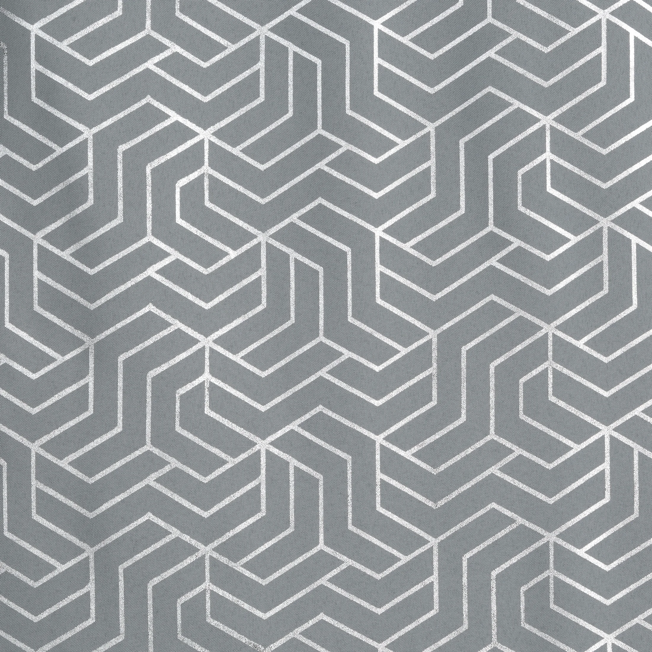 Zasłona srebrna zdobiona nadrukiem geometrycznym 140x250 cm przelotka SEMI Eurofirany