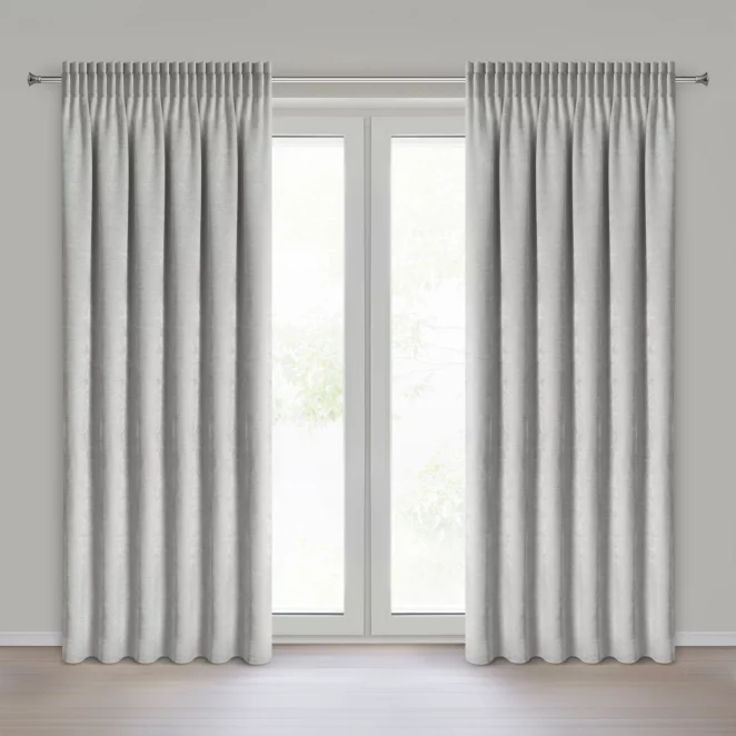 Zasłona srebrna o szenilowej strukturze 140x270 cm taśma - NILO Eurofirany