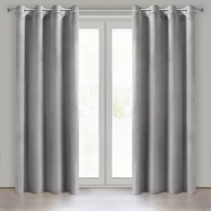 Zasłona srebrna z aksamitnego gładkiego welwetu 140x250 cm przelotki - HEAVEN Eurofirany