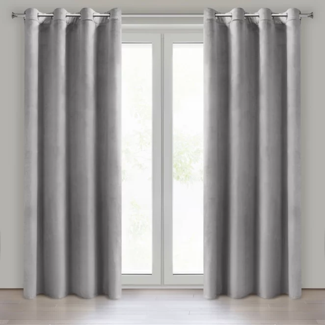 Zasłona srebrna z aksamitnego gładkiego welwetu 140x250 cm przelotki - HEAVEN Eurofirany