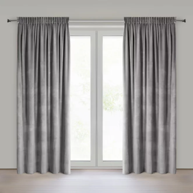 Zasłona srebrna z aksamitnego gładkiego welwetu 140x270 cm taśma - HEAVEN Eurofirany