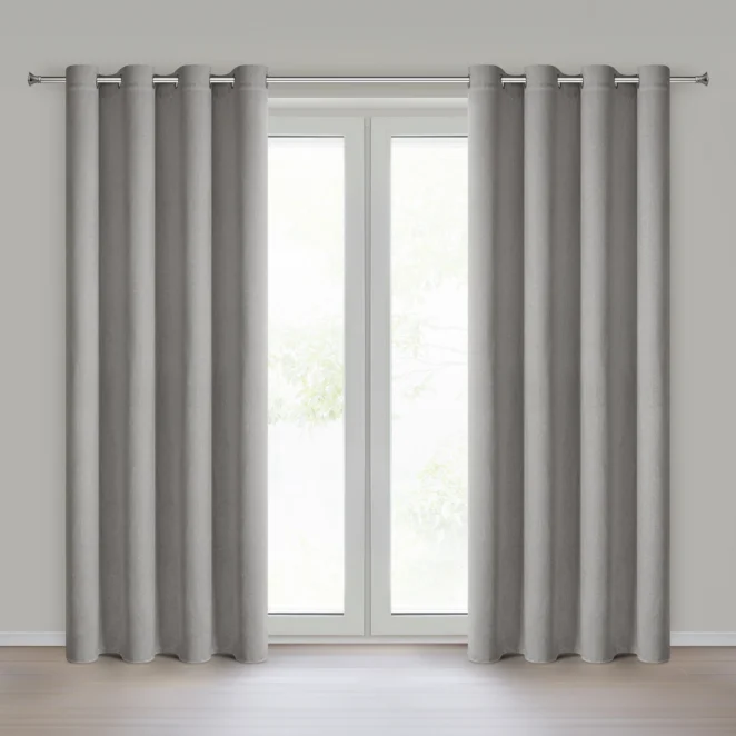 Zasłona srebrna z żakardowym wzorem jodełki 140x250 cm przelotka - BLAKE Eurofirany