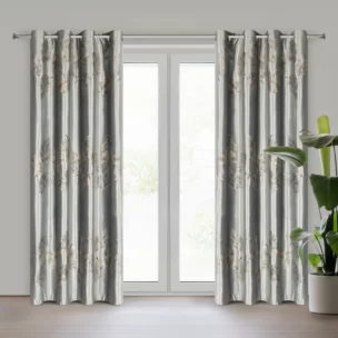 Zasłona srebrno, złota z błyszczącym nadrukiem z welwetu 140x250 cm przelotka IDALIA Eurofirany