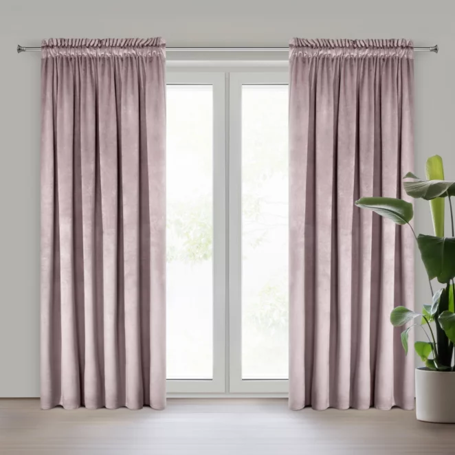Zasłona welwetowa pudrowy róż 140 x 270 cm taśma - ROSA - Design 91 Eurofirany