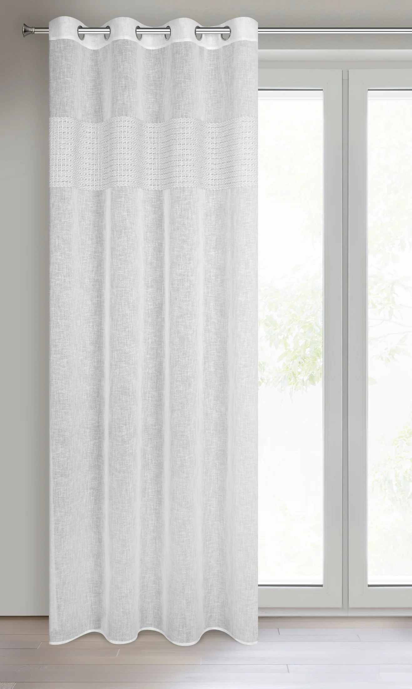 Zasłona biała w stylu rustykalnym z etaminy 140x250 cm przelotka VICKY Eurofirany