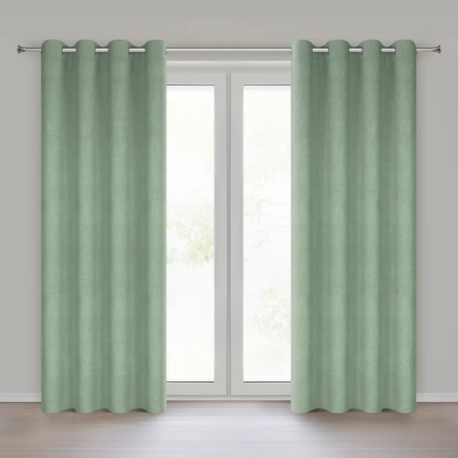 Zasłona zielona o naturalnym splocie 140x250 cm przelotka - LINDA Eurofirany