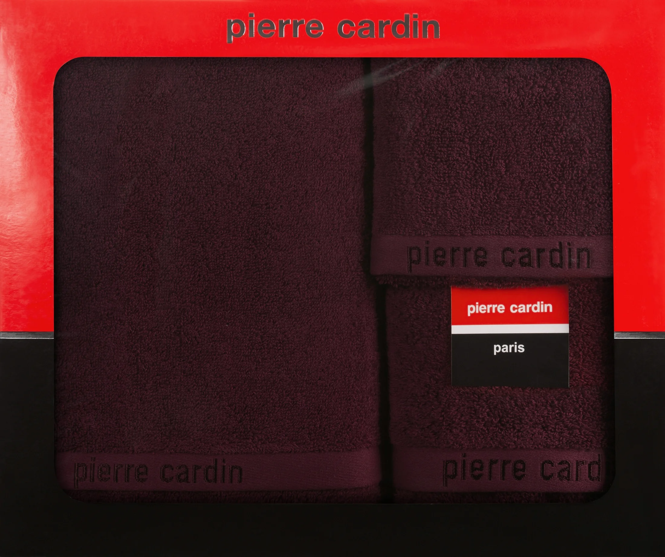 Zestaw ręczników bawełnianych na prezent 3 szt kolor burgundowy 430 g/m2 EVI Pierre Cardin Eurofirany